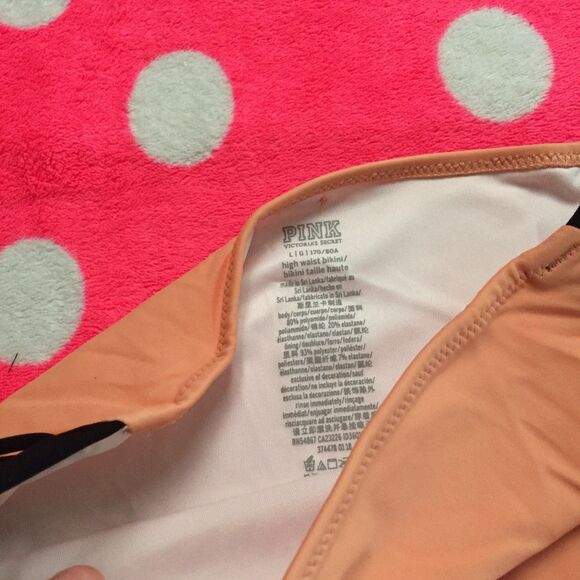 VS PINK High Waist Bikini Bottom NWT Strappy Peach - Picture 3 of 5